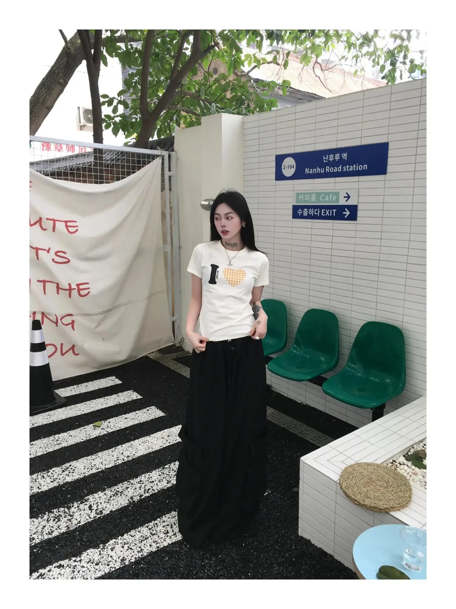 Summer Love Pattern Print T-shirt Women Short Sleeve Casual Y2k Vintage Tops Streetwear T Shirt  American Fashion Tee
