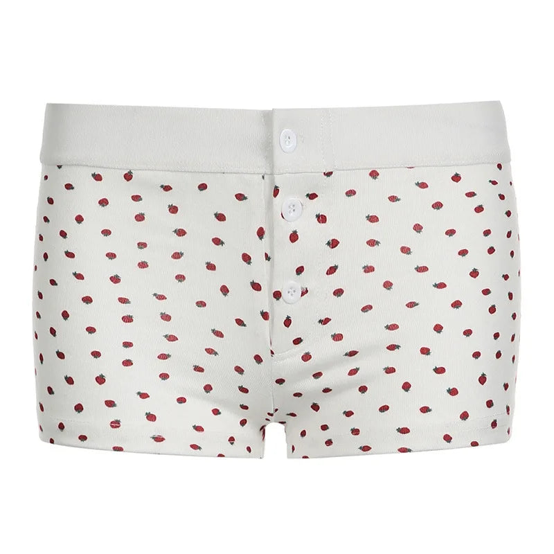 Casual Women Soft Cotton Front Buttons Shorts Summer Vintage Low Waist Female Chic Bottoms