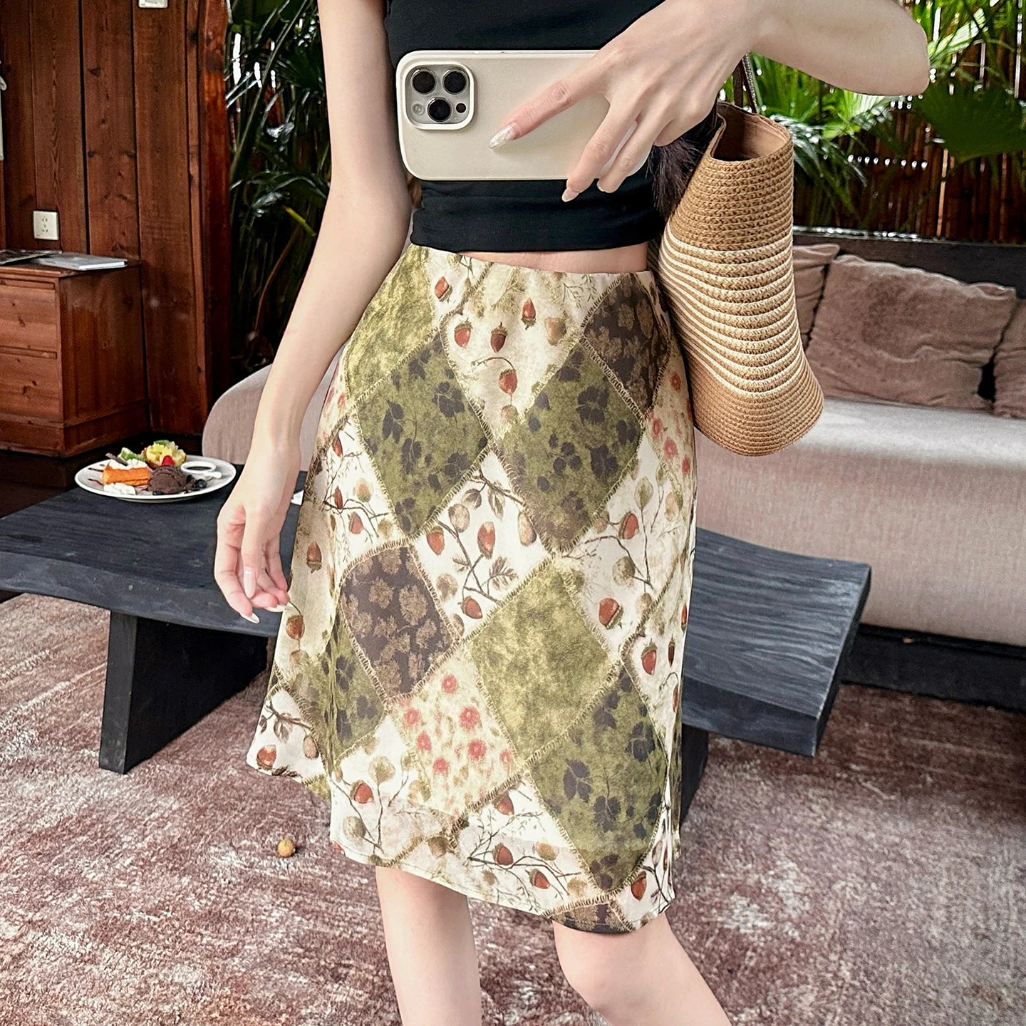 2026 New Summer Mermaid Skirts for Women Elegant High Waist Office Lady Casual Chiffon Floral Long A-line Skirts Beach Skirt