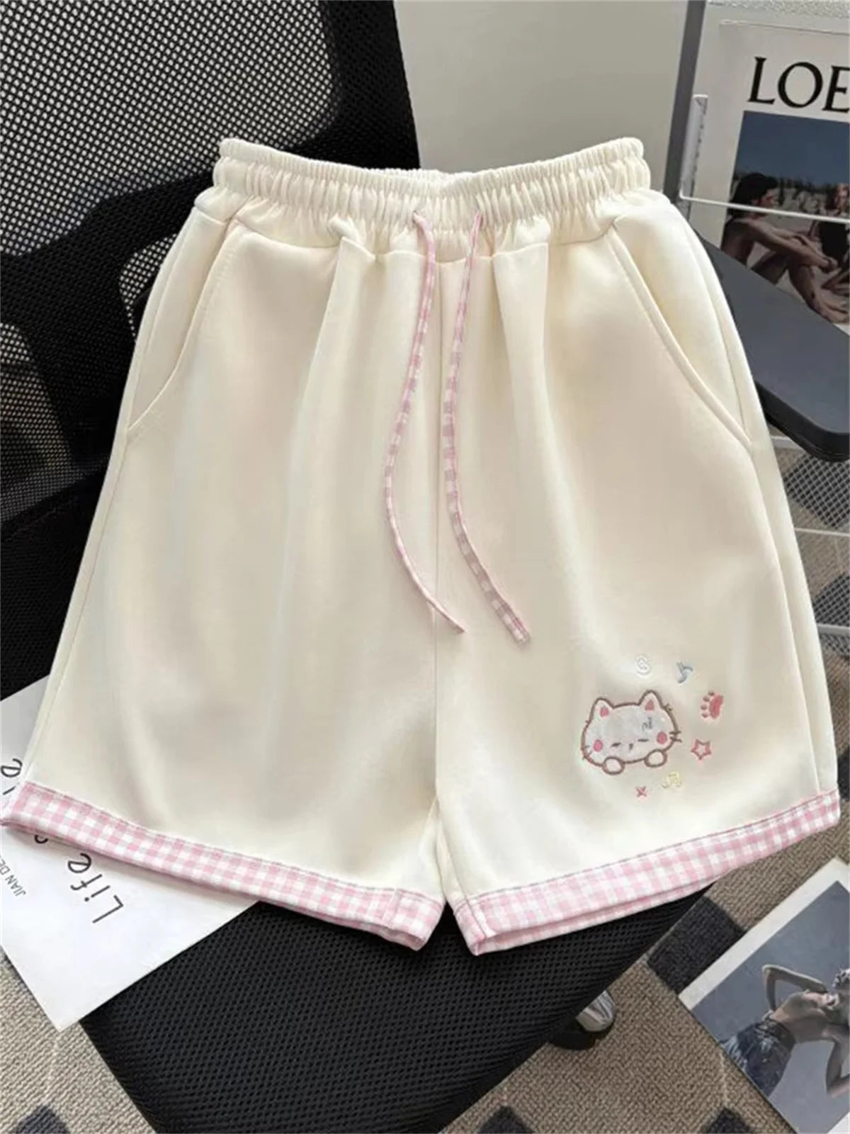 Japanese Kawaii Lolita Style Shorts Women Sweet Cartoon Embroidery Star Print Short Pants Girls Y2k Cute Home Shorts Ropa Mujer