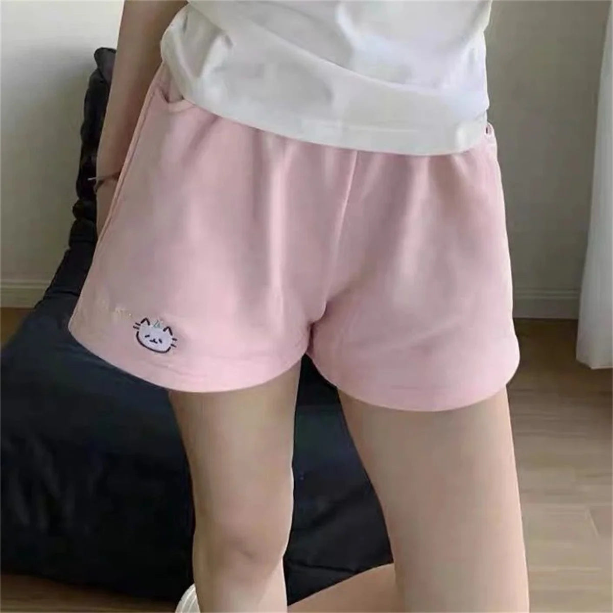 Japanese Kawaii Lolita Style Shorts Women Sweet Cartoon Embroidery Star Print Short Pants Girls Y2k Cute Home Shorts Ropa Mujer