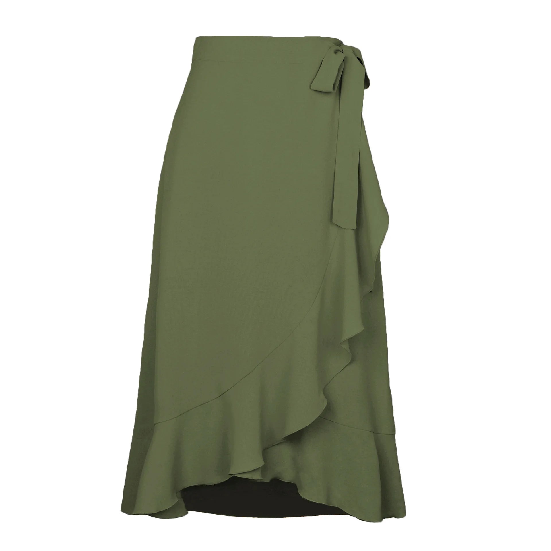 Long Skirts For Womens 2026 Summer Fashion Lace Up Ruffles Solid Color High Waist Bodycon Skirt Female Casual Chiffon Skirt